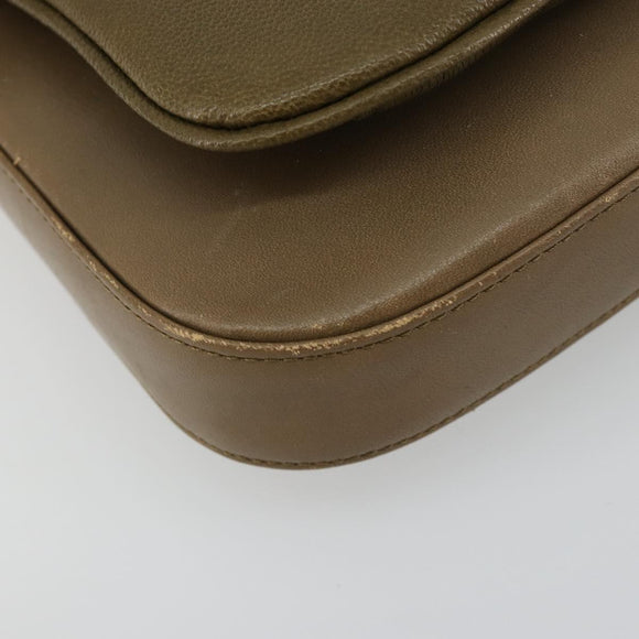 GIVENCHY Umhängetasche Leder Grün Gold Auth 180485