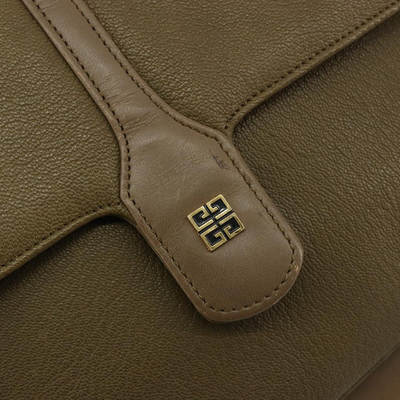 GIVENCHY Umhängetasche Leder Grün Gold Auth 180485