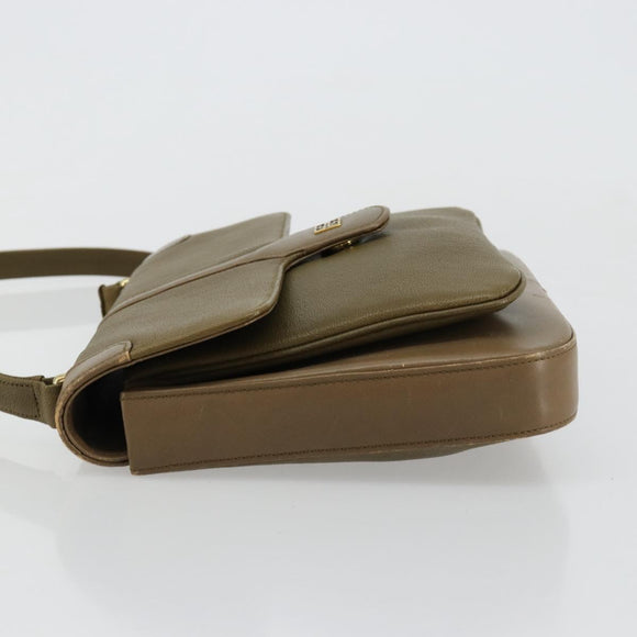 GIVENCHY Umhängetasche Leder Grün Gold Auth 180485