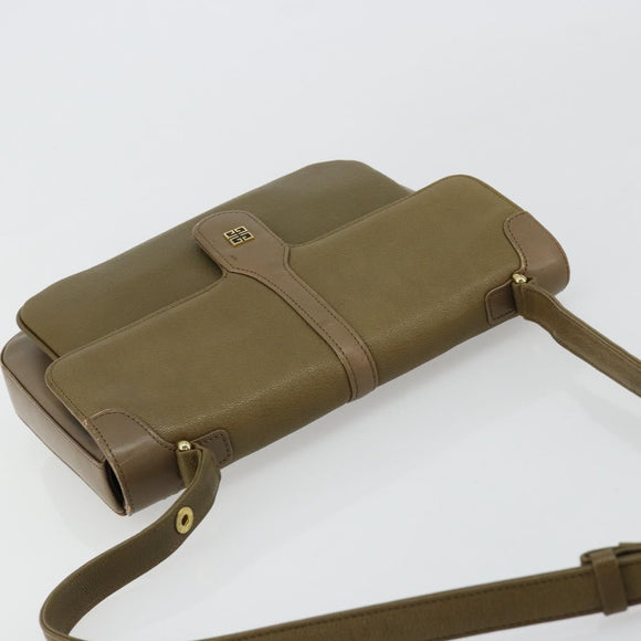 GIVENCHY Umhängetasche Leder Grün Gold Auth 180485