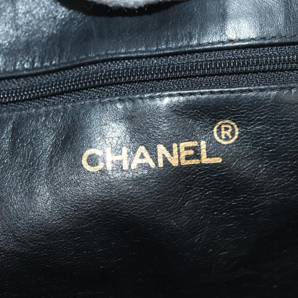 CHANEL Chain Tote Bag Leather Black Gold CC Auth 180487SAV