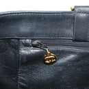 CHANEL Chain Tote Bag Leather Black Gold CC Auth 180487SAV-17