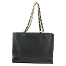 CHANEL Chain Tote Bag Leather Black Gold CC Auth 180487SAV-3