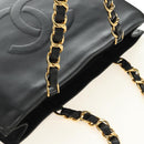 CHANEL Chain Tote Bag Leather Black Gold CC Auth 180487SAV-4