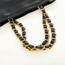 CHANEL Chain Tote Bag Leather Black Gold CC Auth 180487SAV-5