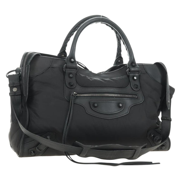 BALENCIAGA The City Hand Bag Nylon 2way Black 115748 Auth 180488SAM