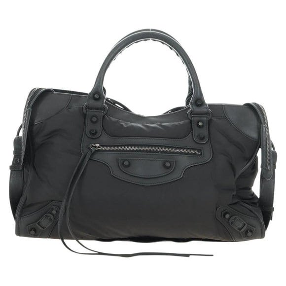 BALENCIAGA The City Hand Bag Nylon 2way Black 115748 Auth 180488SAM