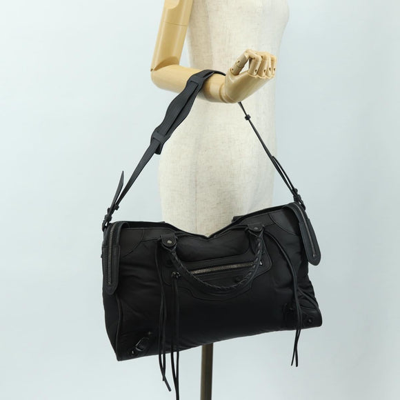 BALENCIAGA The City Hand Bag Nylon 2way Black 115748 Auth 180488SAM