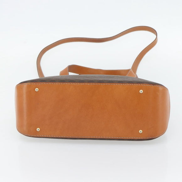 CELINE Macadam Canvas Handtas PVC Leer 2way Bruin Goud Auth 180489A