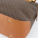 CELINE Macadam Canvas Handtas PVC Leer 2way Bruin Goud Auth 180489A-15