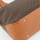 CELINE Macadam Canvas Handtas PVC Leer 2way Bruin Goud Auth 180489A-16