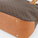 CELINE Macadam Canvas Handtas PVC Leer 2way Bruin Goud Auth 180489A-17