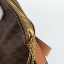 CELINE Macadam Canvas Handtas PVC Leer 2way Bruin Goud Auth 180489A-10