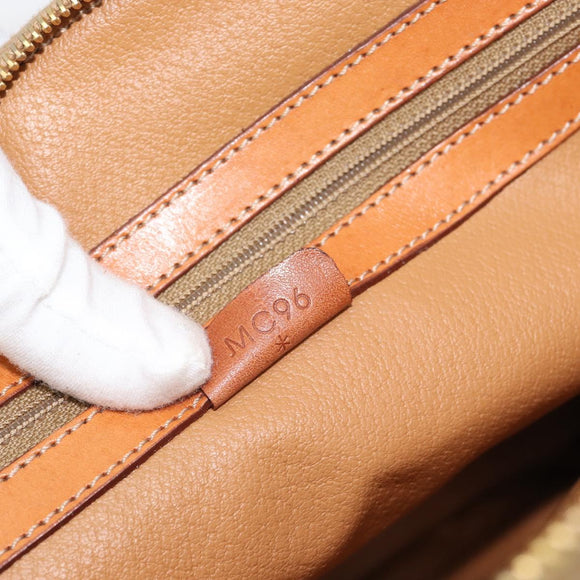 CELINE Macadam Canvas Handtas PVC Leer 2way Bruin Goud Auth 180489A