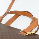 CELINE Macadam Canvas Handtas PVC Leer 2way Bruin Goud Auth 180489A-14