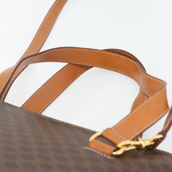 CELINE Macadam Canvas Handtas PVC Leer 2way Bruin Goud Auth 180489A