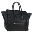 CELINE Luggage Mini Handtasche Leder Schwarz Silber Auth 180490SAM-1