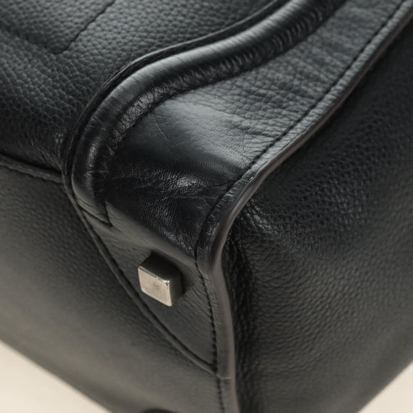 CELINE Luggage Mini Handtasche Leder Schwarz Silber Auth 180490SAM