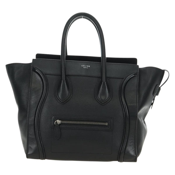 CELINE Luggage Mini Handtasche Leder Schwarz Silber Auth 180490SAM