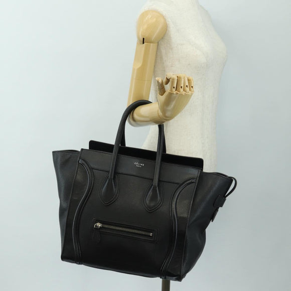 CELINE Luggage Mini Handtasche Leder Schwarz Silber Auth 180490SAM
