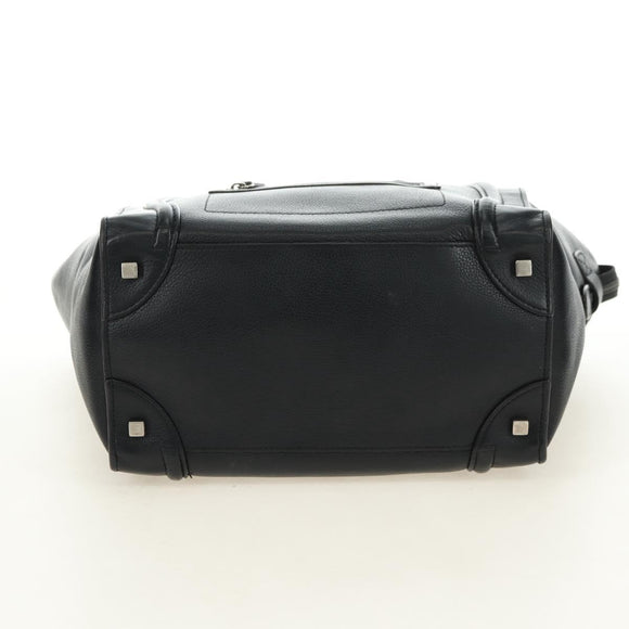 CELINE Luggage Mini Handtasche Leder Schwarz Silber Auth 180490SAM