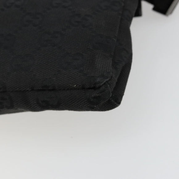 GUCCI GG Canvas Waist bag Black Silver 28566 Auth 180491