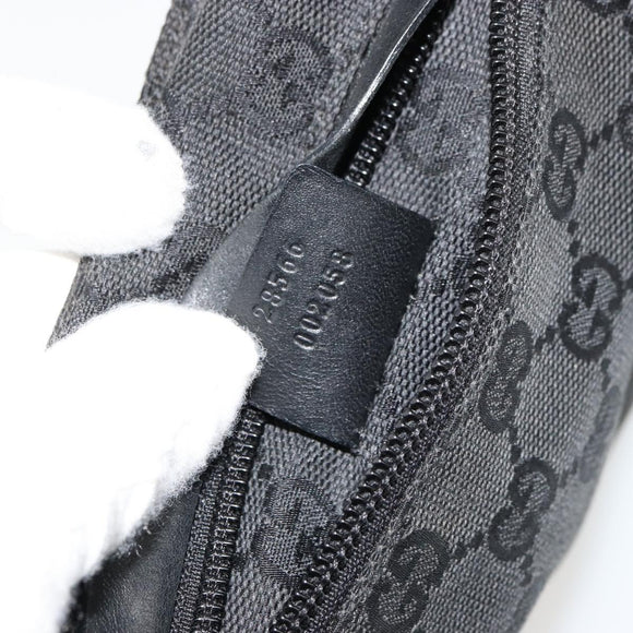 GUCCI GG Canvas Waist bag Black Silver 28566 Auth 180491