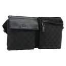 GUCCI GG Canvas Waist bag Black Silver 28566 Auth 180491-1