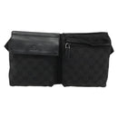 GUCCI GG Canvas Waist bag Black Silver 28566 Auth 180491-13