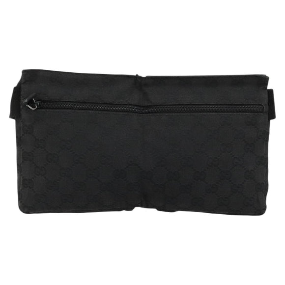 GUCCI GG Canvas Waist bag Black Silver 28566 Auth 180491