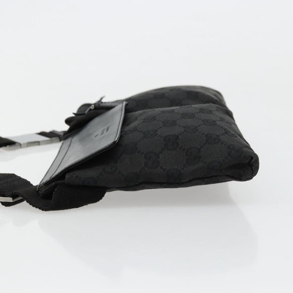 GUCCI GG Canvas Waist bag Black Silver 28566 Auth 180491