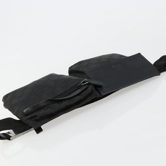 GUCCI GG Canvas Waist bag Black Silver 28566 Auth 180491