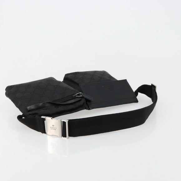 GUCCI GG Canvas Waist bag Black Silver 28566 Auth 180491