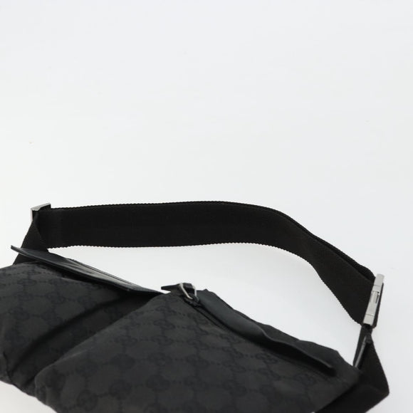 GUCCI GG Canvas Waist bag Black Silver 28566 Auth 180491