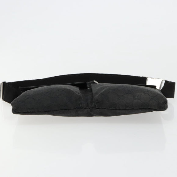 GUCCI GG Canvas Waist bag Black Silver 28566 Auth 180491