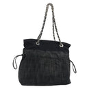 CHANEL COCO Markenkette Umhängetasche Denim Schwarz Silber CC Auth 180492SAV-1