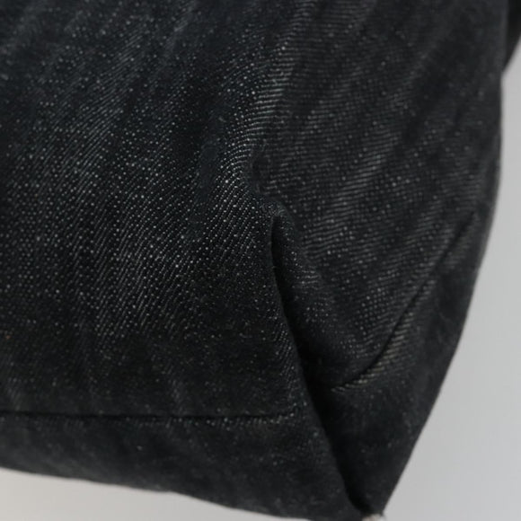 CHANEL COCO Markenkette Umhängetasche Denim Schwarz Silber CC Auth 180492SAV