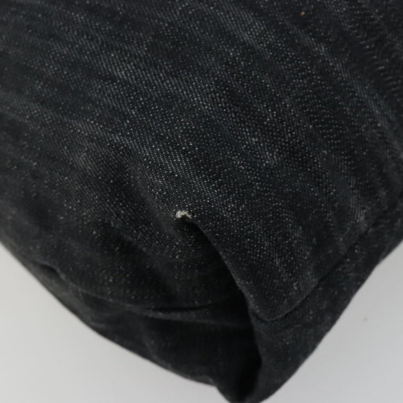 CHANEL COCO Markenkette Umhängetasche Denim Schwarz Silber CC Auth 180492SAV