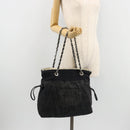 CHANEL COCO Markenkette Umhängetasche Denim Schwarz Silber CC Auth 180492SAV-22