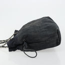 CHANEL COCO Markenkette Umhängetasche Denim Schwarz Silber CC Auth 180492SAV-5