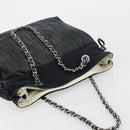 CHANEL COCO Markenkette Umhängetasche Denim Schwarz Silber CC Auth 180492SAV-6