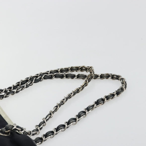 CHANEL COCO Markenkette Umhängetasche Denim Schwarz Silber CC Auth 180492SAV