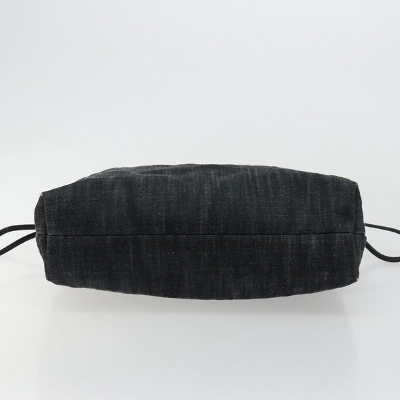 CHANEL COCO Markenkette Umhängetasche Denim Schwarz Silber CC Auth 180492SAV