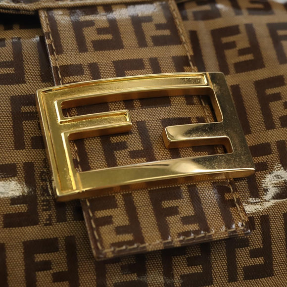 FENDI Zucchino Canvas Mamma Baguette Bag Coated Canvas Beige Gold Auth 180493SAV