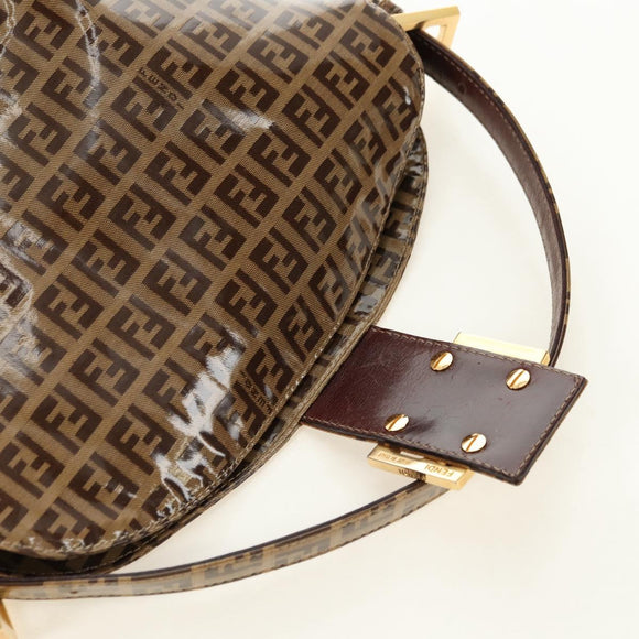 FENDI Zucchino Canvas Mamma Baguette Bag Coated Canvas Beige Gold Auth 180493SAV