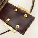 FENDI Zucchino Canvas Mamma Baguette Bag Coated Canvas Beige Gold Auth 180493SAV-9