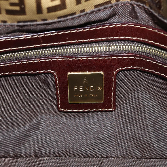 FENDI Zucchino Canvas Mamma Baguette Bag Coated Canvas Beige Gold Auth 180493SAV