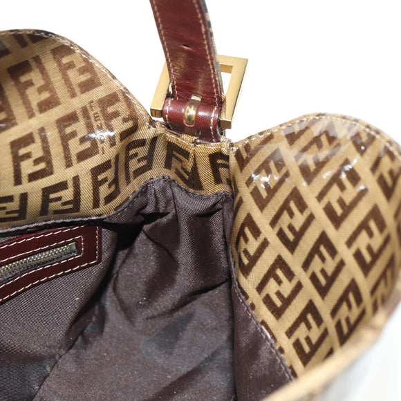 FENDI Zucchino Canvas Mamma Baguette Bag Coated Canvas Beige Gold Auth 180493SAV
