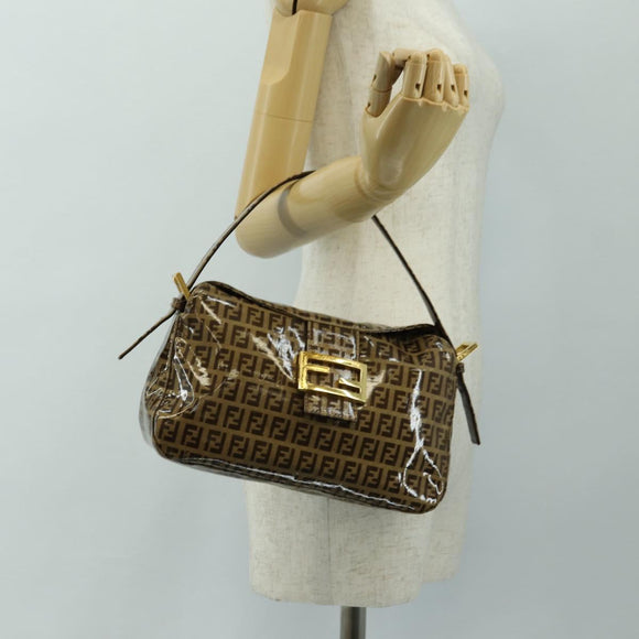 FENDI Zucchino Canvas Mamma Baguette Bag Coated Canvas Beige Gold Auth 180493SAV