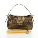 FENDI Zucchino Canvas Mamma Baguette Bag Coated Canvas Beige Gold Auth 180493SAV-12